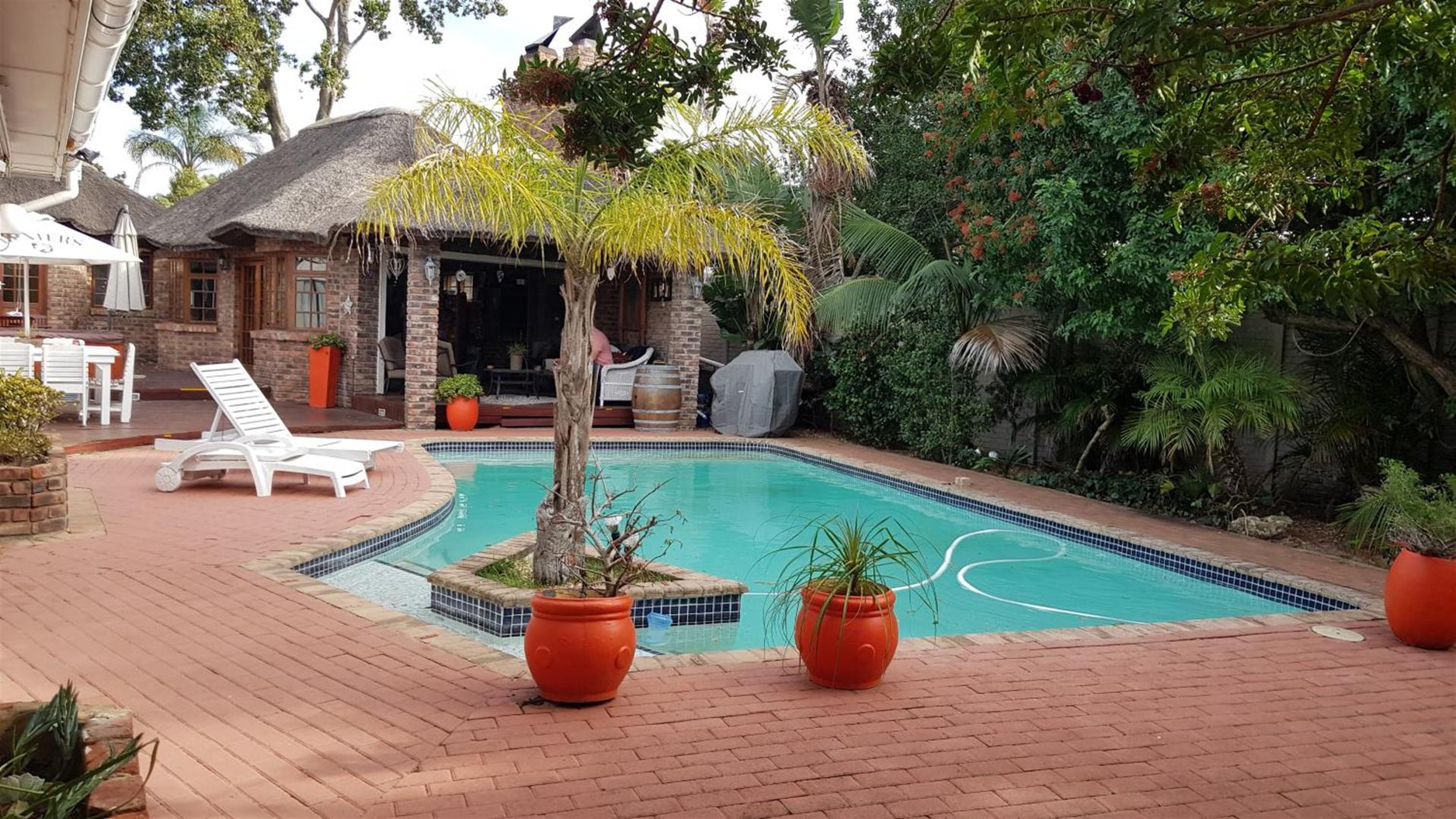 Walmer Heights thatched patio and heated pool